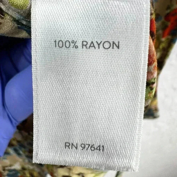 J Jill Women M Wheat Button Down Floral Blouse Fabric Buttons Bell Sleeve Career - Picture 14 of 16